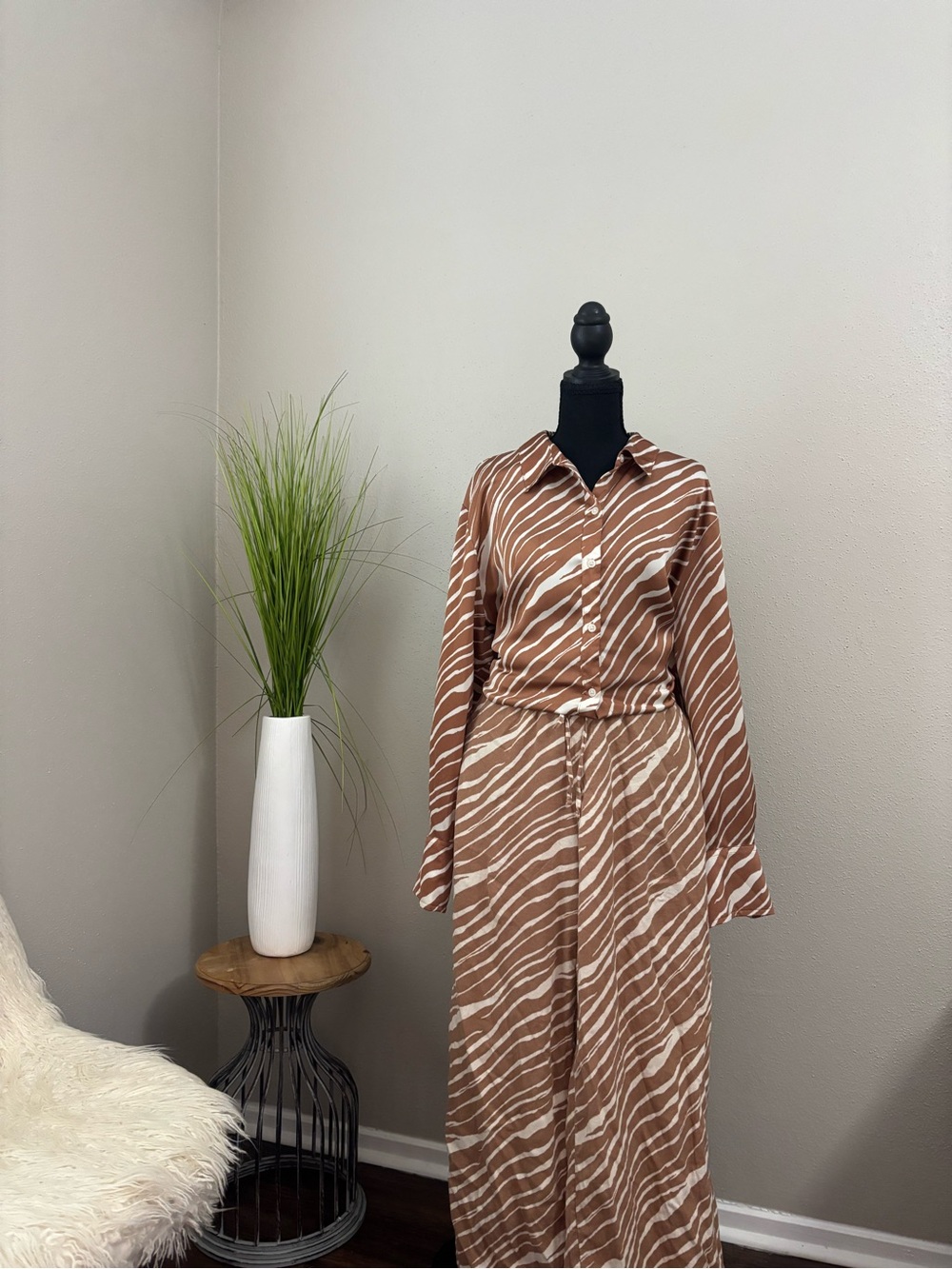 Brown and Cream Zebra Print 2 Piece Set or Separately